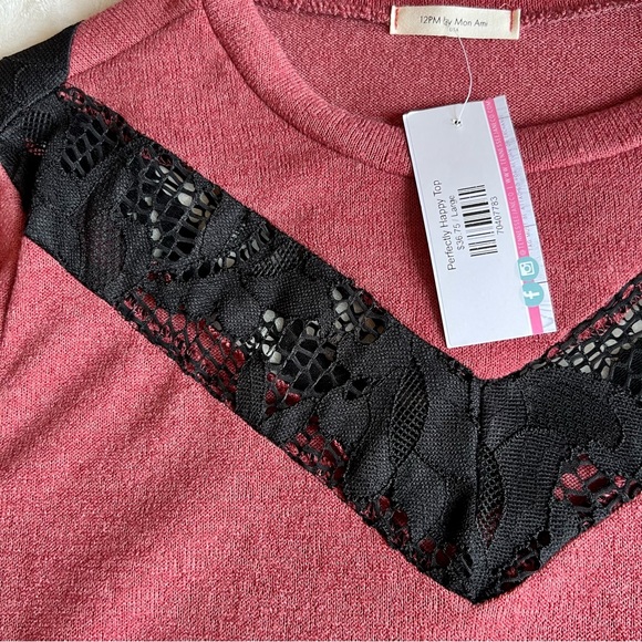 Dressy lace long sleeve top, dusty pink color, size large - Picture 2 of 2